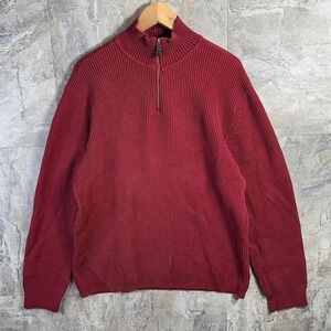 Route 66 thick red quarter zip sweater Mens Size L #knitwear